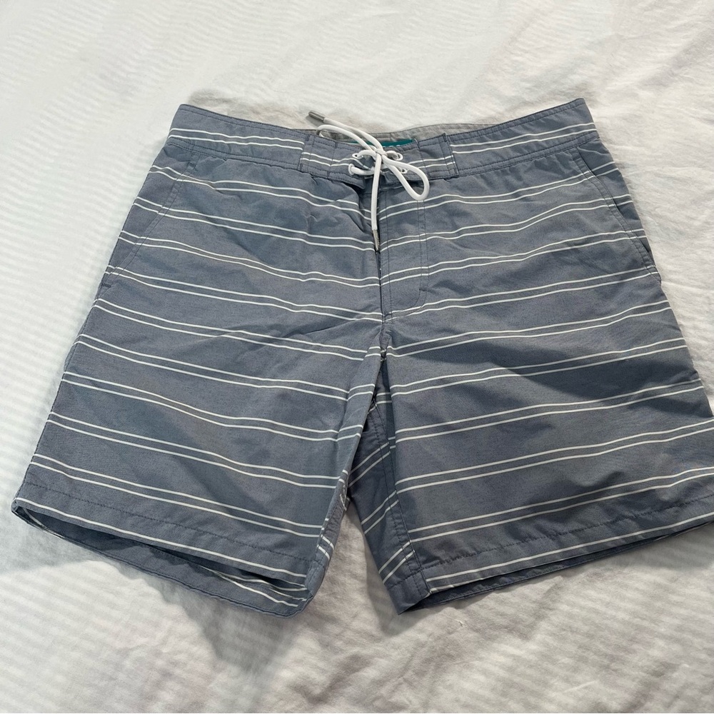 Bonobos Swim Trunks -Blue and White Stripe - like New!! Size Medium